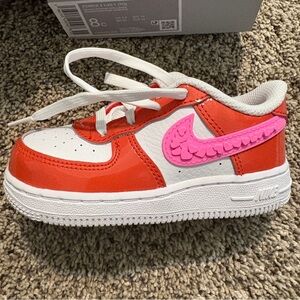 Nike Air Force 1 Kids' Red and 💗Pink Sneakers